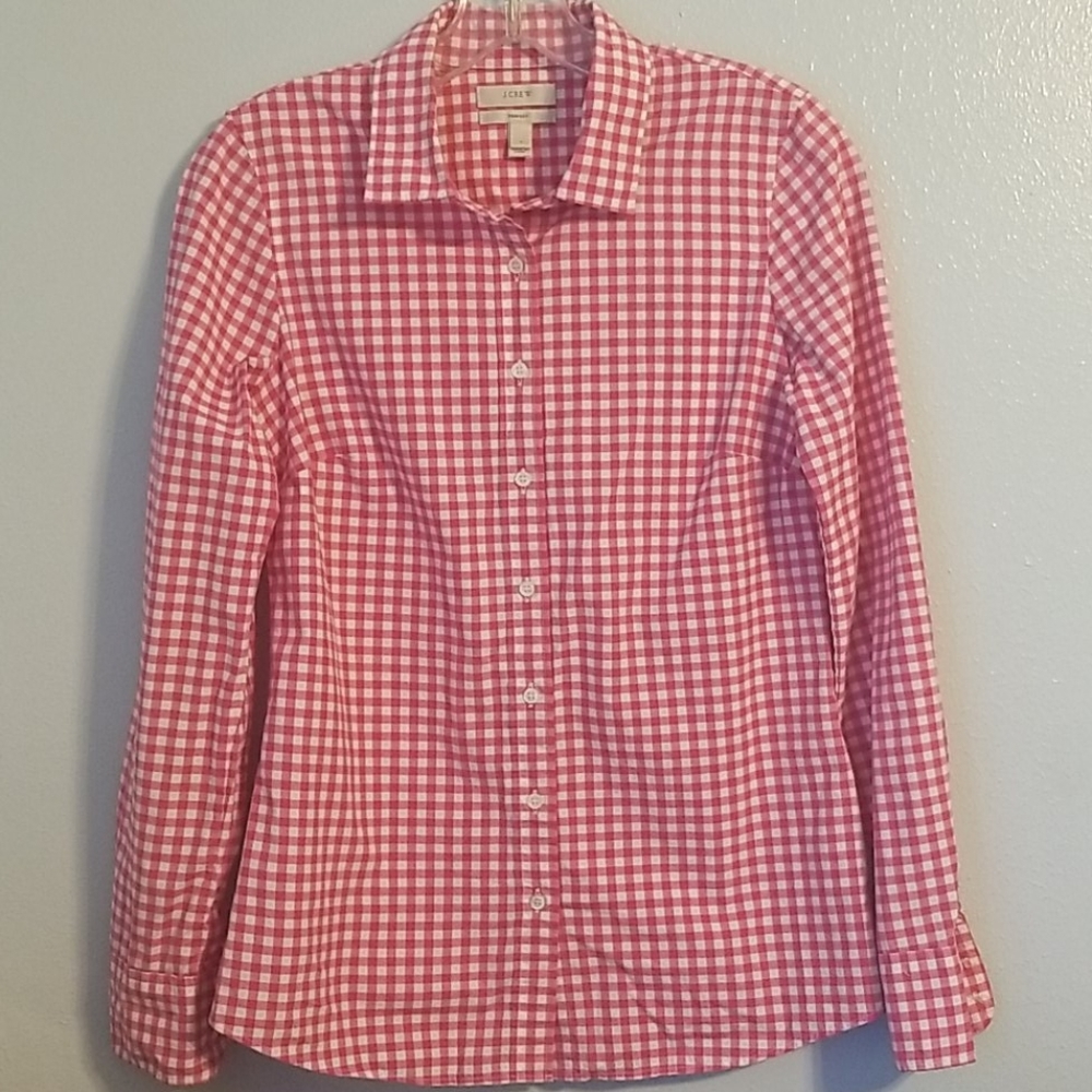 Jcrew Pink Checkered Button Down - image 1
